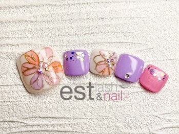 エストラッシュアンドネイル 銀座店(est lash&nail)/フットラインフラワーネイル