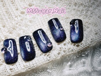 ミスシュガーネイル(MS Sugar Nail)/シンプル定額/夏夜星空ネイル