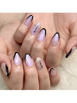 マイオティック ネイル(miotic nail)/黒フレンチネイル