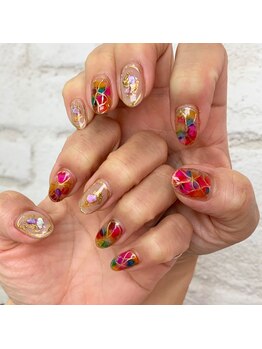 プライズアイリス アイラッシュ 池袋東口店(prize Iris eyelash)/ステンドグラス風ネイル