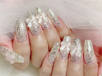 エール アンド ガレンド(ailse&Guarendo)/パールリボンネイル