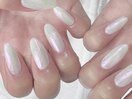 ミラー/乳白色/透明感ネイル
