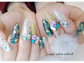 ネイルサロン カラーエイト(Nailsalon COLOR.8)/スカルプ・マーブル・和柄風
