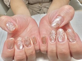ピンク×花火で大人夏ネイル