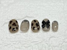 ネイルメゾン 天神店(NAIL MAISON)/レオパードリボンシルバー¥12500