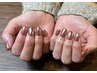 【ハンド】大人のナチュラルミラーネイル(ベースカラー有り) ¥7500