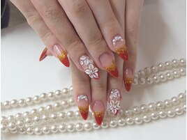 和装結婚式成人式赤金3D花ART