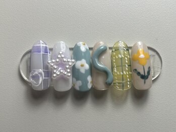 ジョアネイル(JOA Nail)/チェック/星/花/春ネイル/
