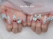 ピオミエルネイル 新宿(pio miel nail)/ドット×チェリーネイル