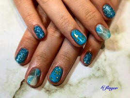 ブルー☆タイダイネイル