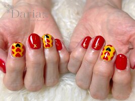 XJAPAN　赤　ショートネイル