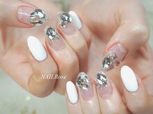 ネイルローズ(NAIL Rose)/ビジューホワイト白ラメ
