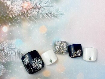 ネイビークリスマスネイル♪