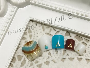 ネイルサロン カラーエイト(Nailsalon COLOR.8)/フット、ピーコック、ワンカラー