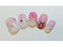 クリスタルネイル ゆめタウン久留米店/タイダイ柄お花ネイル