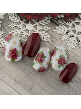 ラ カゼッタ(La casetta)/手描き水彩ポインセチアネイル