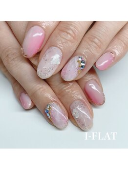 縦グラデ×天然石風ネイル