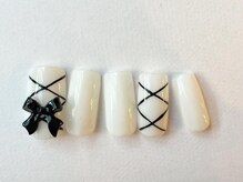 アイネイルズ 梅田店(I nails)/バレエコア黒リボン