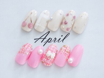 エイプリルプラス(April plus)/チェリー ツイードネイル