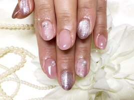 ピンク系タイダイネイル