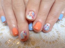 アミュリー ネイル アトリエ(Amury nail atelier)/手書きジェルフラワーネイル♪