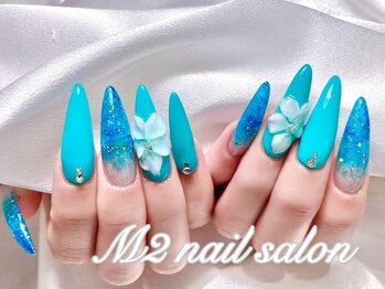 エムズ ネイルサロン(M2)/ブルーグラデプルメリアネイル