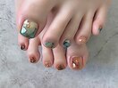 green＆Brown foot nail