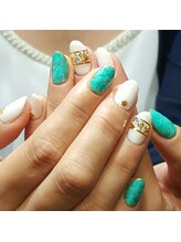 ネイルサロン コットンウィード(Nail Salon COTTON WEED)/ターコイズ柄ネイル