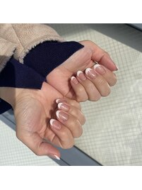 ピンク＋白フレンチ