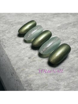 ユウネイル(YOU由NAIL)/大人オリーブのマグネットネイル