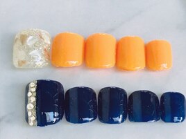 ワンカラー＋親指アート2本