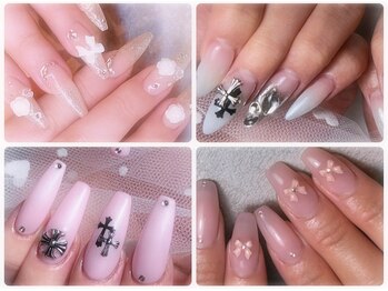 エムズネイル 福井店の写真/長さ出し/亀裂補強１本～◎もちろん10本長さだしもOK！長さも形もお好みに！パーツや定額デザインも◎