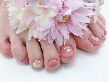 ディーネイル 京橋(D-nail)/小山/ナチュラル☆ビジューnail