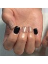 ブラック×ベージュネイル