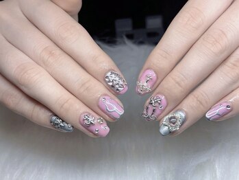 ネイルズバー 新宿店(Nails Bar)/ピンクシルバープリンセスネイル