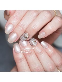 たゆ ネイル(たゆnail)/ヌーディパールツイードネイル