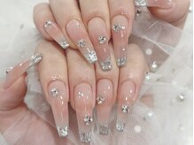 エムプラスネイル 新宿(M+Nail)/長さ出し★チークガラスフレンチ