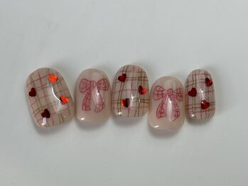 ハートホロチェックリボン¥7550