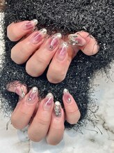 ビーメルシー 天満橋(bea.merci)/チーク×ガラスフレンチネイル