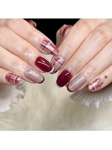 マイオティック ネイル(miotic nail)/ボルドーチェックデザイン