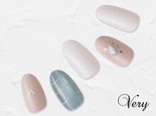 ヴェリー 六本木ヒルズ店(Very)/涼しげニュアンスチェックネイル