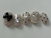 ネイルメゾン 天神店(NAIL MAISON)/リボンドットシルバーラメ¥8000