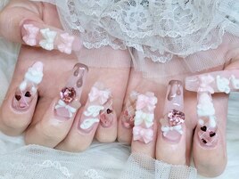 リボンいっぱいチョコネイル