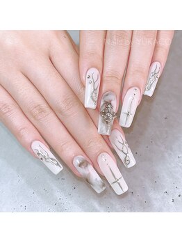 リグネイルスタジオ(Lig nail studio)/モノトーンロングネイル
