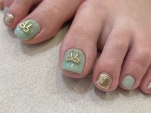 スリーラッシュアンドエルフネイル 折尾浅川店(threelash&elf.nail)/【フットネイル】リボンネイル