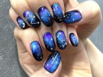 ネイルズガッシュ 武蔵小山店(NAILsGUSH)/ニュアンス/夜空/星座/星