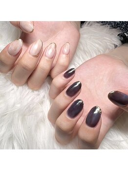 オーク アイラッシュアンドネイル たまプラーザ(OAK)/極細フレンチニュアンスアート♪