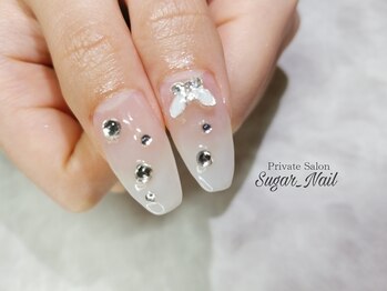 シュガーネイル(sugar nail)/乳白色グラデネイル