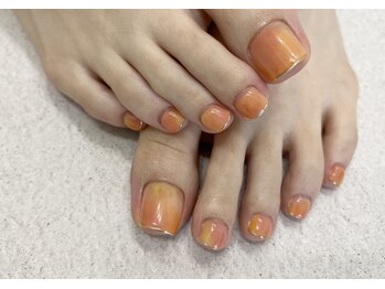 アンドットゼロナナサン(&.073)/桃ネイル　フットネイル