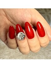 ローザネイル(Rosa Nail)/存在感◎ワンカラー＋スワロ